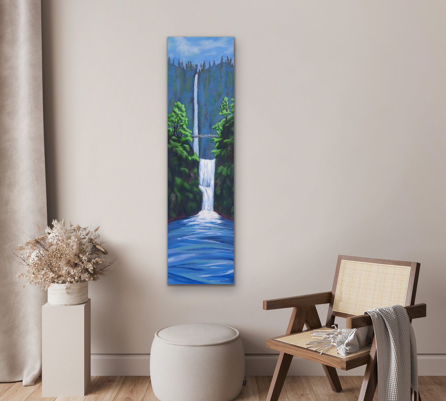 Multnomah Falls In Spring - waterfall wall art print