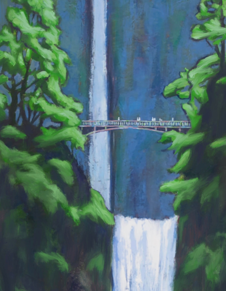 Multnomah Falls In Spring - waterfall wall art print