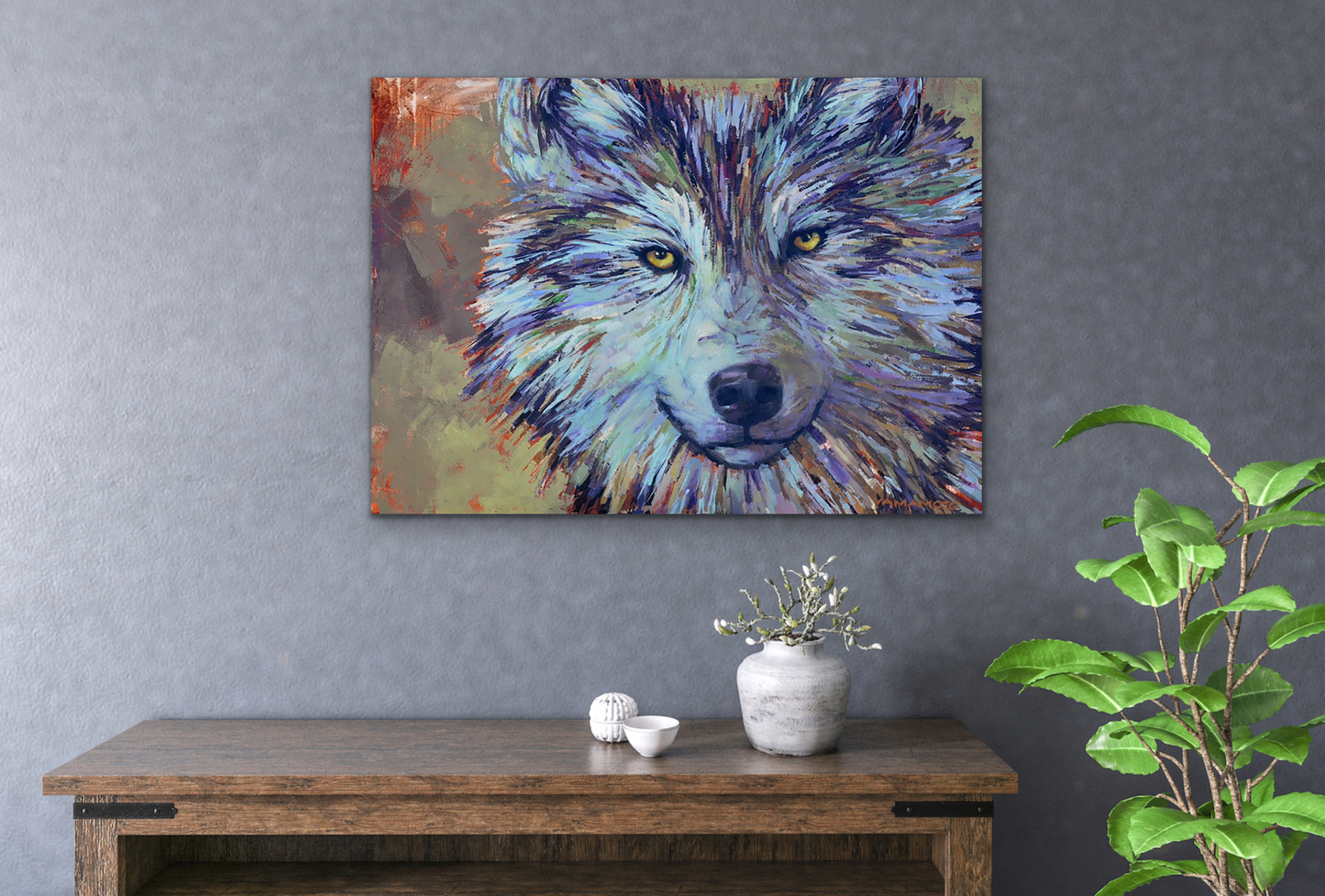 Wolf of the Indigo - wolf painting art print