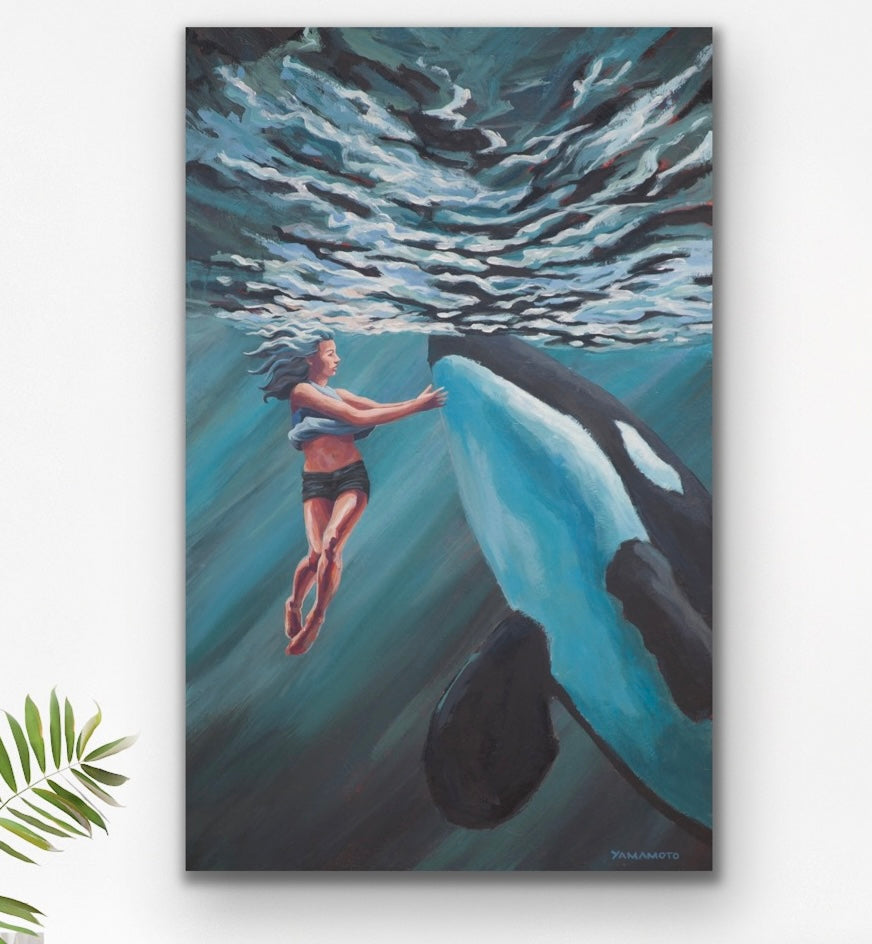 Behold - woman swims with whale art