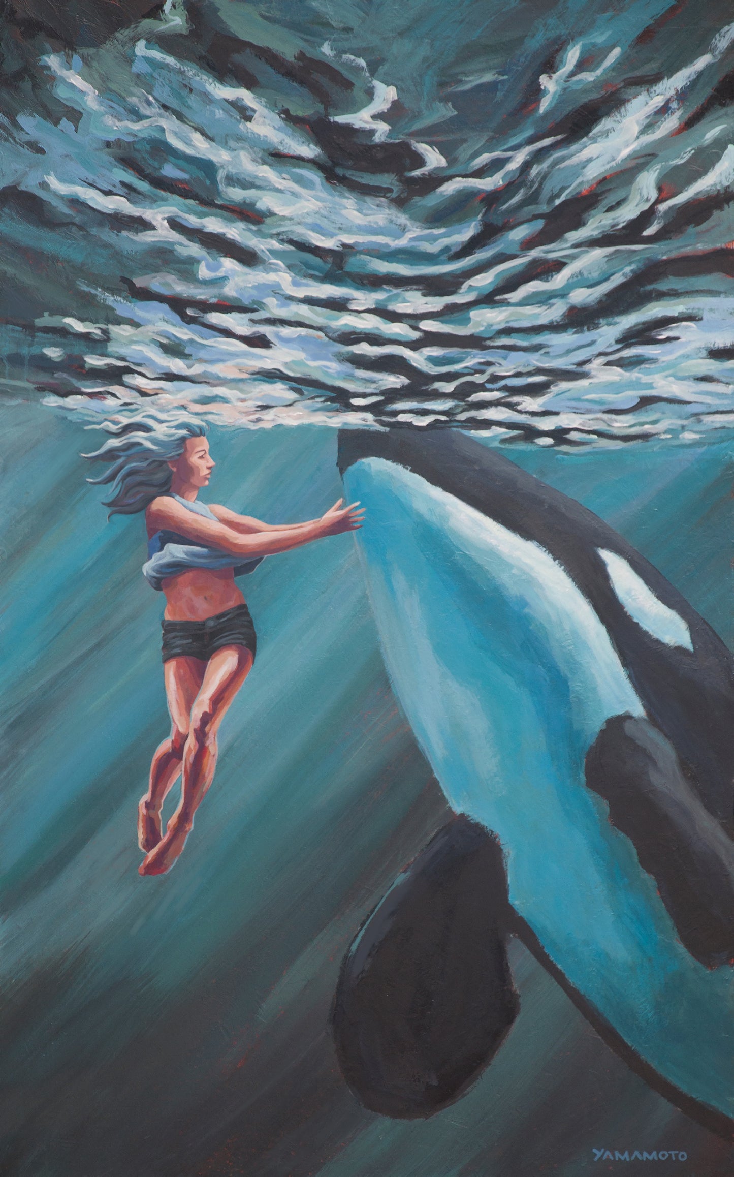 Behold - woman swims with whale art