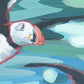 Flow and Flight - A puffin bird swims over the ocean art print