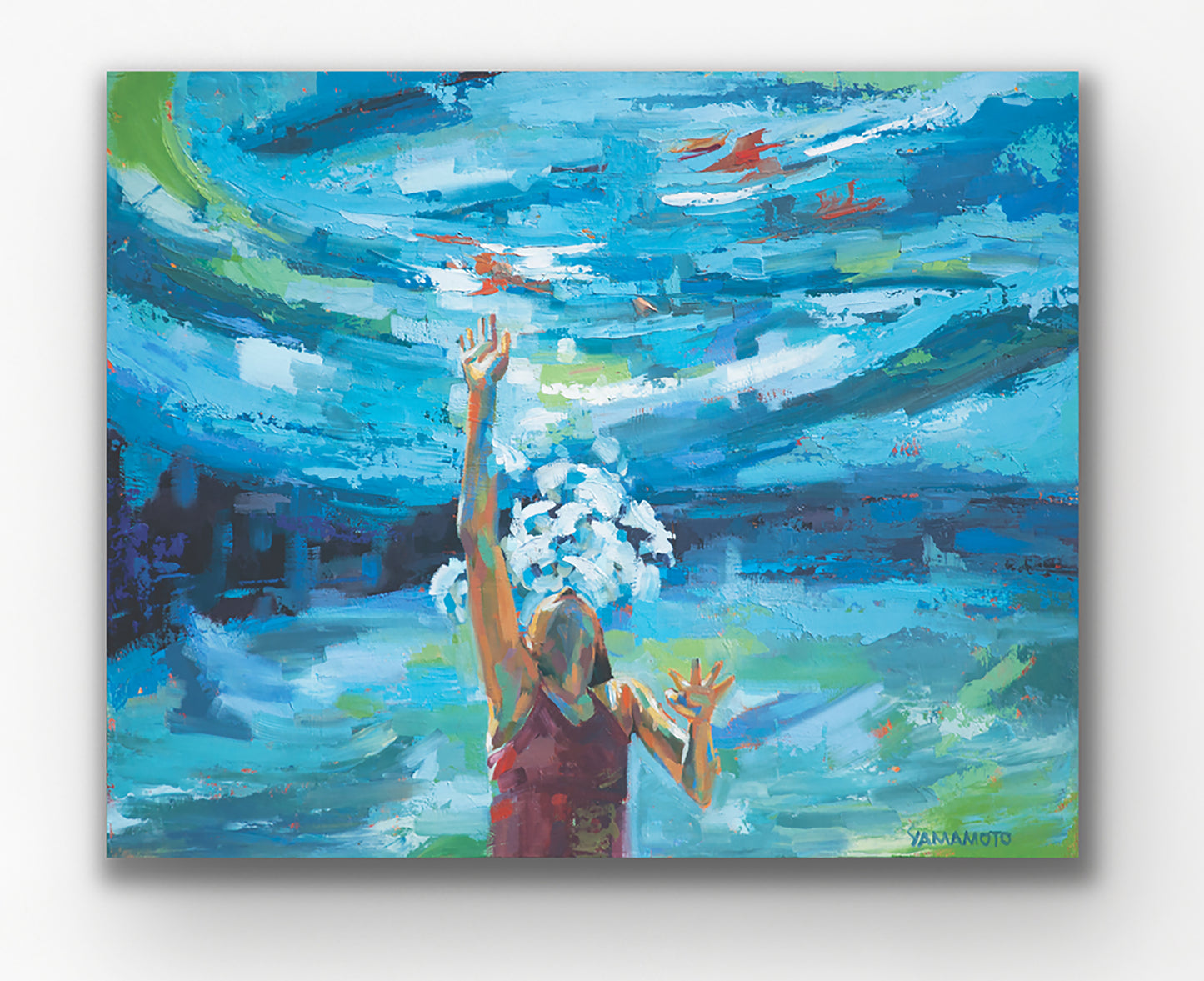 Rising - a woman swims to the surface abstract art print