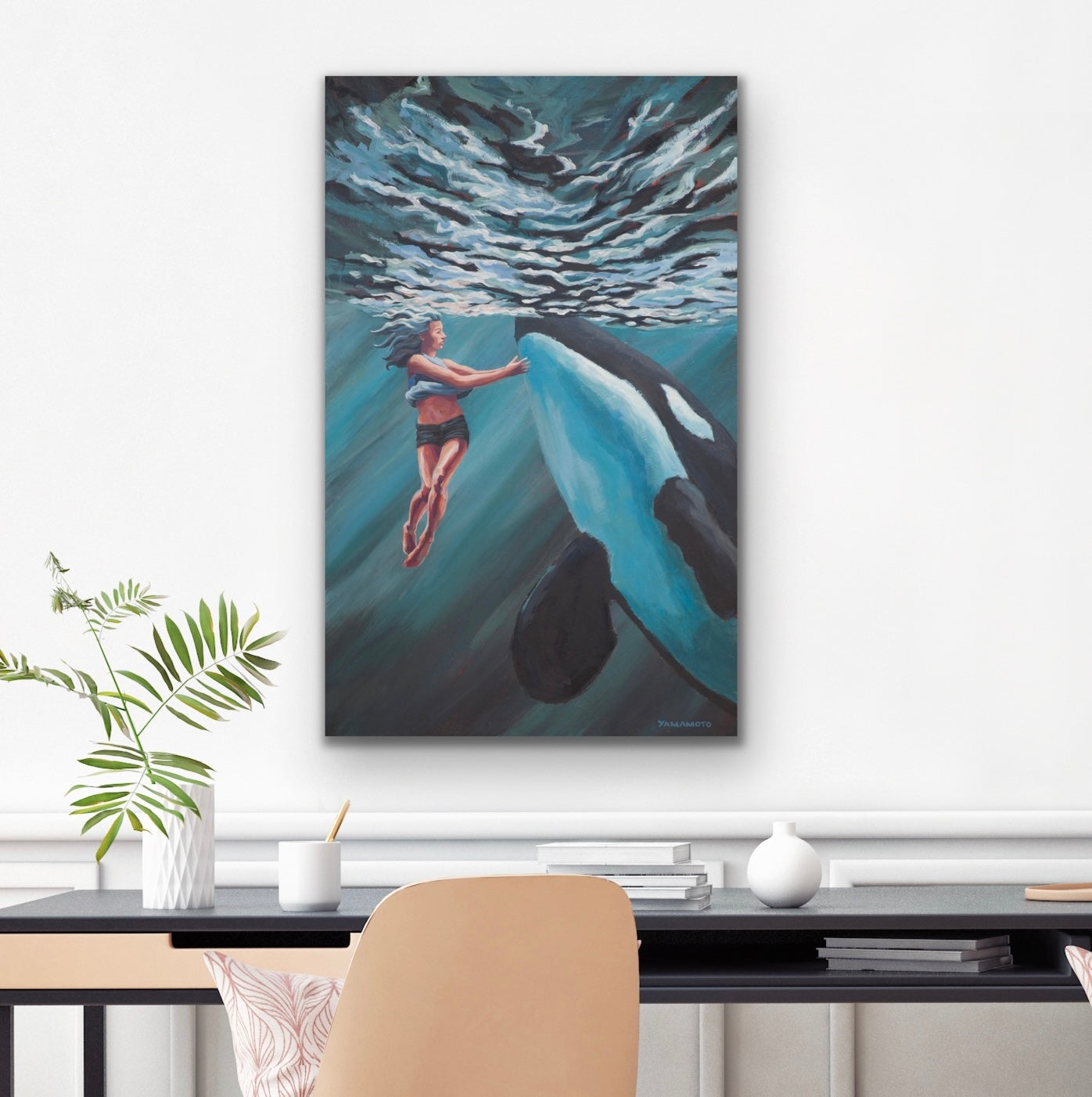 Behold - woman swims with whale art