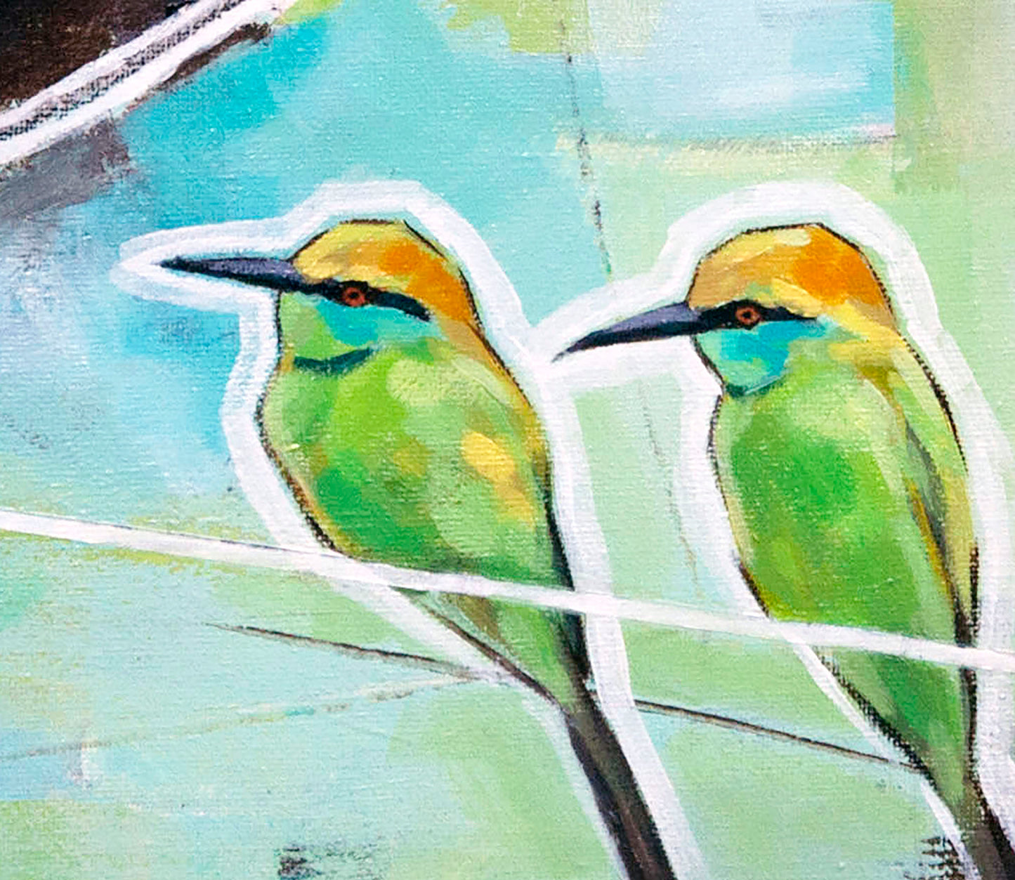 Eye of The Storm - a pair of birds on a wire, abstract wall decor