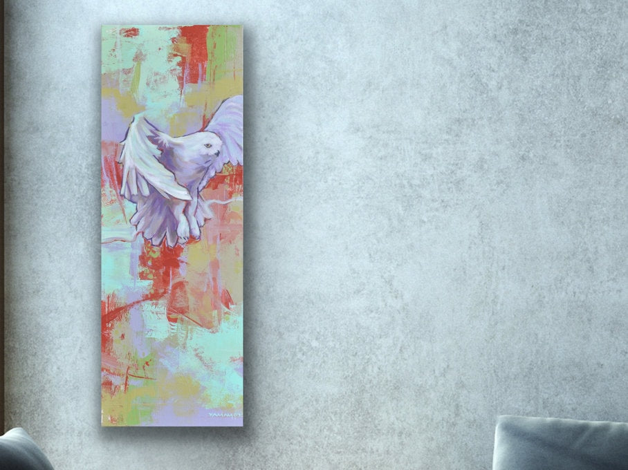 Messenger - a snowy white owl wall art print