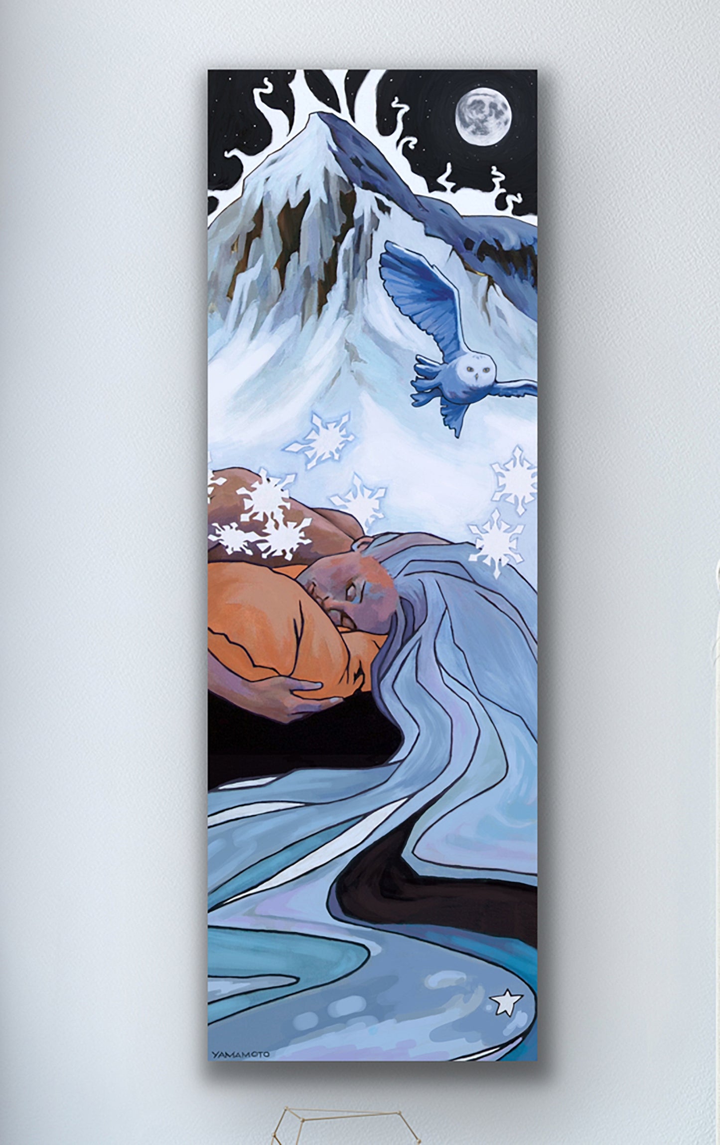 River Of Dreams -A sleeping woman dreams of mountain life wall art