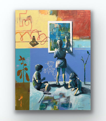 "Budding Street Artists" Original acrylic painting 30 x 40" Satin Photo Prints and Canvas wrapped prints available