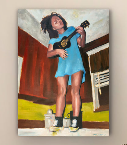 "Hitting The High Notes" -   Teen Singing While Playing Ukelele Wall Art - Original 16 x 24"   Canvas Wrapped Fine Art Reproductions and Satin Photo Paper Prints