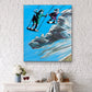 The Sky is The Limit- girls on swings canvas mounted prints