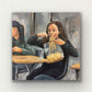 "Scarfing In The Back Row" Original in oils 12 x 12" SOLD