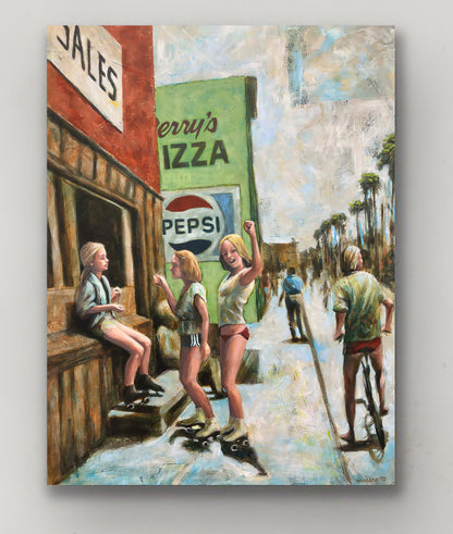 "The Power Of Fun" - Girls roller-skating at Venice Beach, California 1970's  wall art. Original 30 x40"       Canvas Wrapped Fine Art Reproductions and Satin Photo Paper Prints