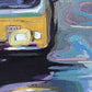Fifth Ave Reflections - A New York City bus sits on Fifth ave art print